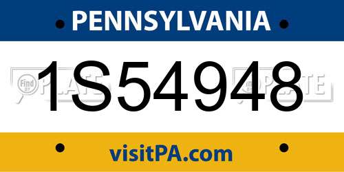 1S54948 Pennsylvania License Plate