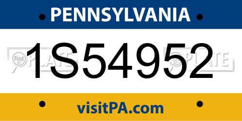 1S54952 Pennsylvania License Plate