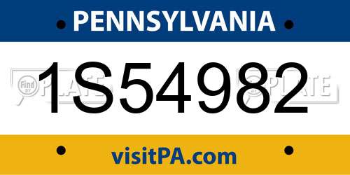 1S54982 Pennsylvania License Plate