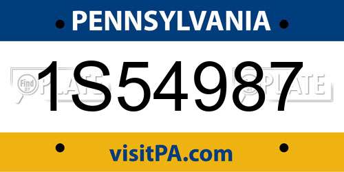 1S54987 Pennsylvania License Plate