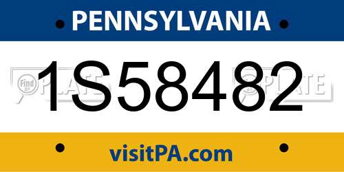 1S58482 Pennsylvania License Plate