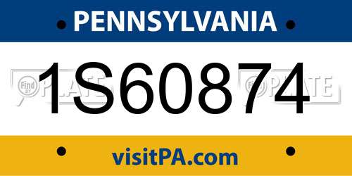 1S60874 Pennsylvania License Plate