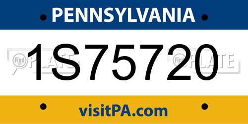1S75720 Pennsylvania License Plate