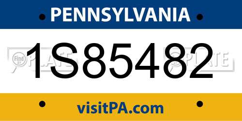 1S85482 Pennsylvania License Plate