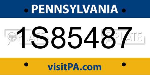 1S85487 Pennsylvania License Plate