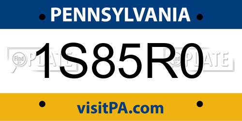 1S85R0 Pennsylvania License Plate