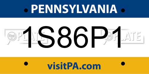 1S86P1 Pennsylvania License Plate