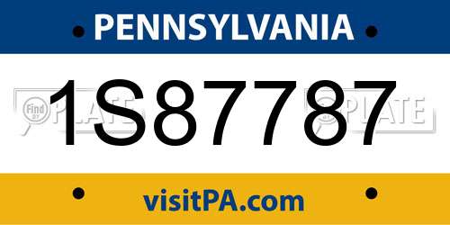 1S87787 Pennsylvania License Plate