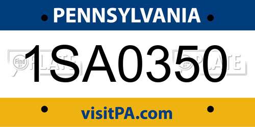1SA0350 Pennsylvania License Plate