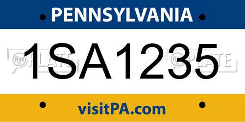 1SA1235 Pennsylvania License Plate