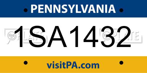 1SA1432 Pennsylvania License Plate