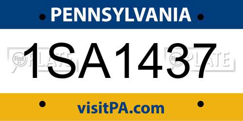 1SA1437 Pennsylvania License Plate