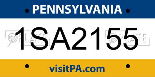 1SA2155 Pennsylvania License Plate