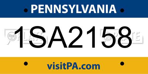 1SA2158 Pennsylvania License Plate