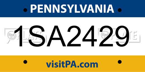 1SA2429 Pennsylvania License Plate