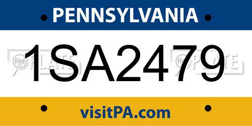 1SA2479 Pennsylvania License Plate