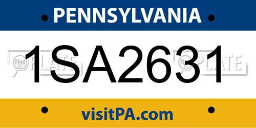 1SA2631 Pennsylvania License Plate