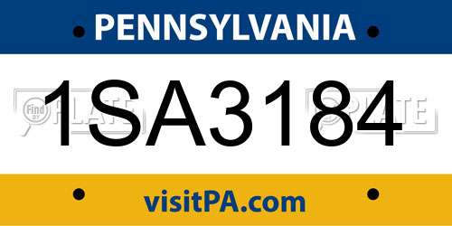 1SA3184 Pennsylvania License Plate