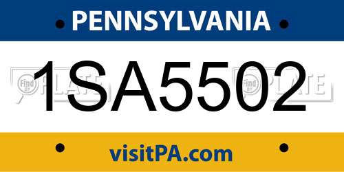 1SA5502 Pennsylvania License Plate