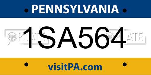 1SA564 Pennsylvania License Plate