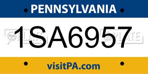 1SA6957 Pennsylvania License Plate