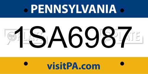 1SA6987 Pennsylvania License Plate