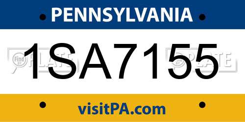 1SA7155 Pennsylvania License Plate