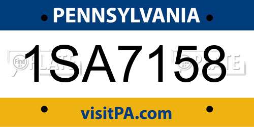 1SA7158 Pennsylvania License Plate