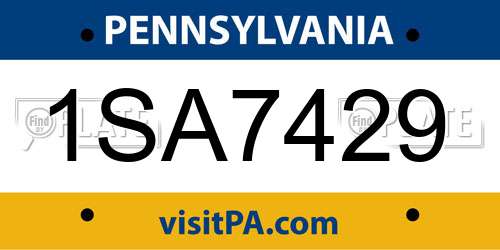 1SA7429 Pennsylvania License Plate