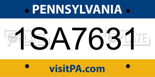 1SA7631 Pennsylvania License Plate