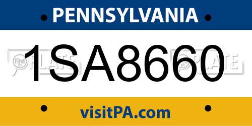 1SA8660 Pennsylvania License Plate
