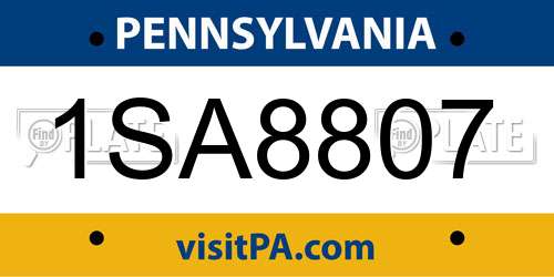 1SA8807 Pennsylvania License Plate
