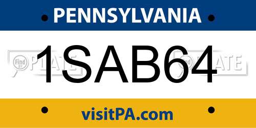 1SAB64 Pennsylvania License Plate