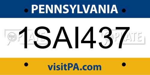 1SAI437 Pennsylvania License Plate