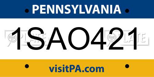 1SAO421 Pennsylvania License Plate