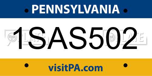 1SAS502 Pennsylvania License Plate