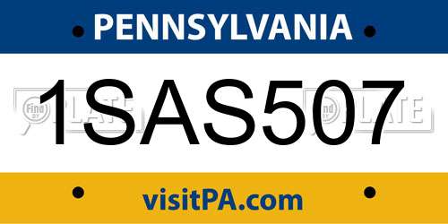 1SAS507 Pennsylvania License Plate