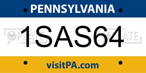1SAS64 Pennsylvania License Plate