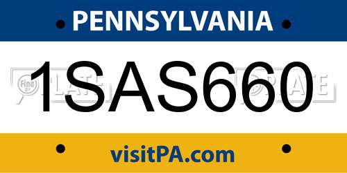 1SAS660 Pennsylvania License Plate