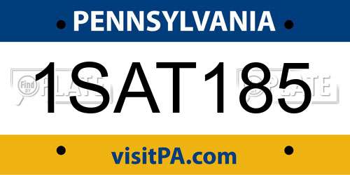 1SAT185 Pennsylvania License Plate