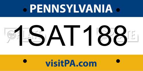 1SAT188 Pennsylvania License Plate