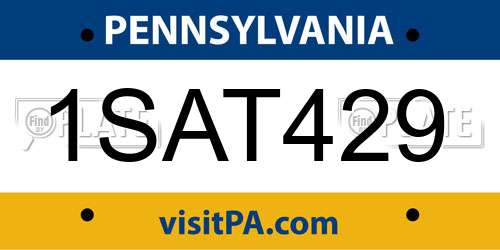 1SAT429 Pennsylvania License Plate