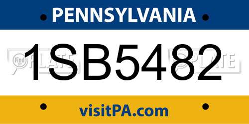 1SB5482 Pennsylvania License Plate