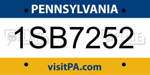 1SB7252 Pennsylvania License Plate