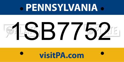 1SB7752 Pennsylvania License Plate