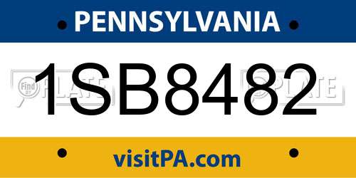 1SB8482 Pennsylvania License Plate