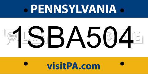 1SBA504 Pennsylvania License Plate