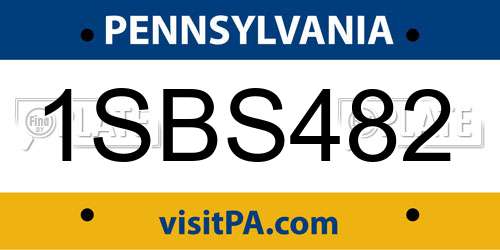 1SBS482 Pennsylvania License Plate