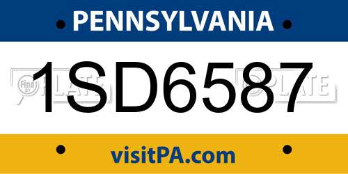 1SD6587 Pennsylvania License Plate