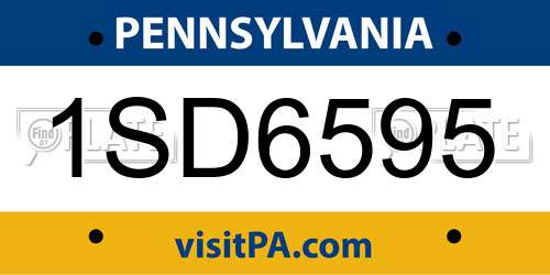 1SD6595 Pennsylvania License Plate